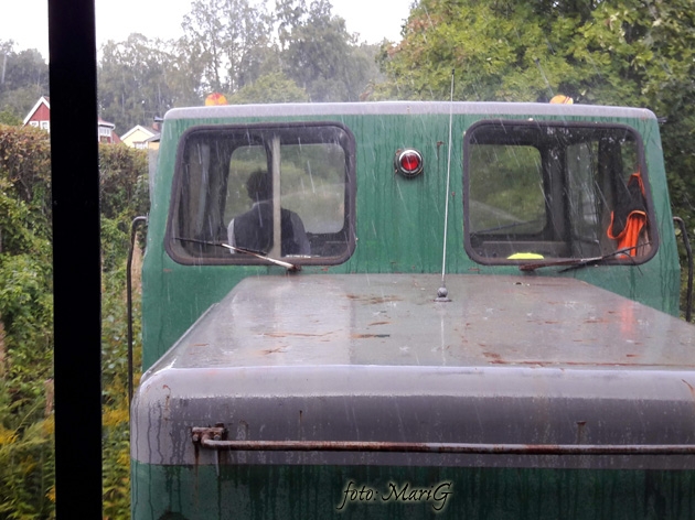 Gyttorpståget med Pelle i hytten på dragande lokomotor. Foto Mari G